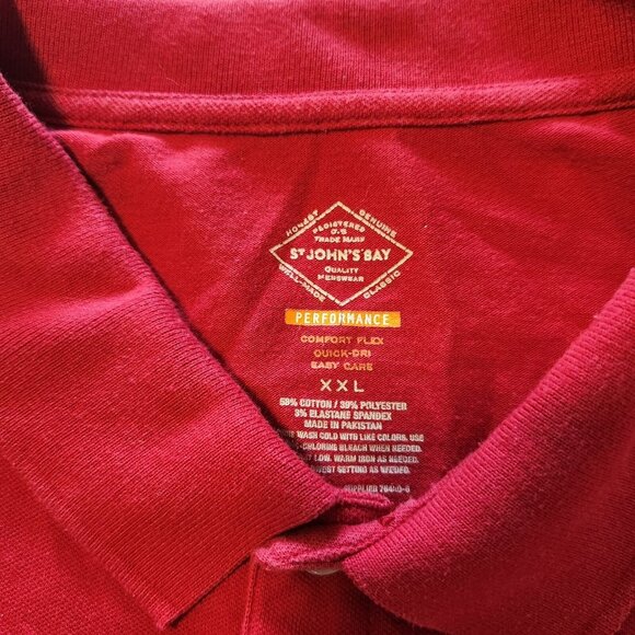 St John's Bay Comfort Flex Polo Shirt Classic Fit Golf Red XXL 2XL - Picture 6 of 8